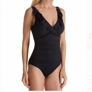 LAUREN Ralph Lauren Tummy-Control Ruffle One-Pc Swimsuit Size 10